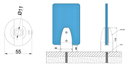 MC-209-c picior sustinere sticla 10-12mm, patrat din aluminiu ()