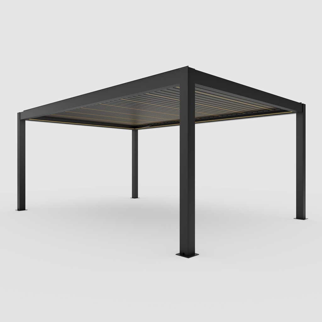 Pergola bioclimatica din aluminiu cu lamele rotative, MD-9700A 3024 x 4065 mm, h3023 RAL7016