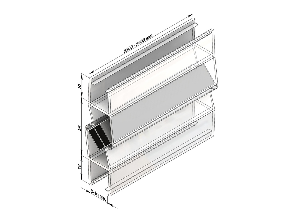MD 210 /8mm B BLACK- Garnitura magnetica 90° (sticla8mm) h3000mm