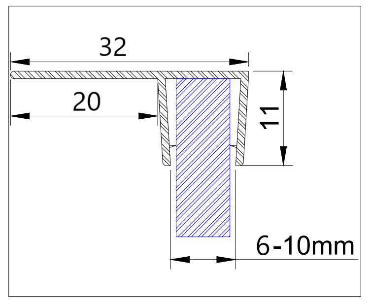 MD 219 -8mm - Garnitura siliconica (sticla10mm) (x=20mm) h3000