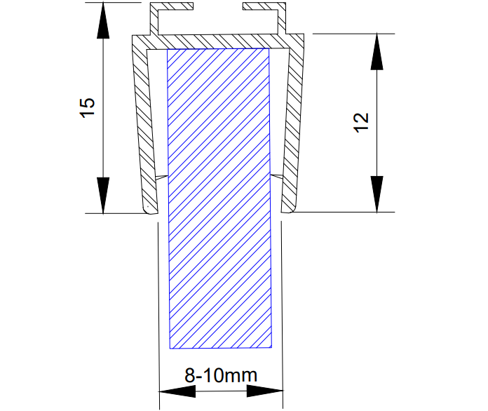 MD 21H /10mm - Garnitura siliconica cu perie (sticla10mm) h 3000