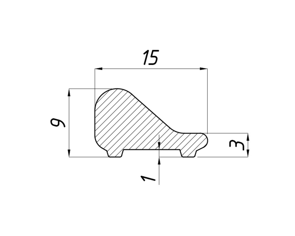 MD 60B Profil "prag dus" din aluminiu 15*9mm BLACK (Buc. 2.0m)