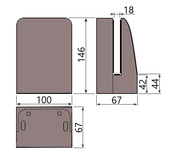 MD 310V Picior sustinere sticla 12-16mm, prindere laterala, din aluminiu, RAL9006