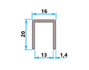MD 16x20x1.4mm A - Profil U aluminiu ANODIZAT 16x20x1.4mm (sticla 8-10mm)