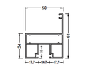 Profil toc fixare sticla 34x61/50mm ANODIZAT