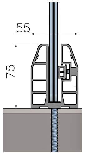 MW5500 Profil suport balustrada sticla 8-12mm RAL 7016 MAT