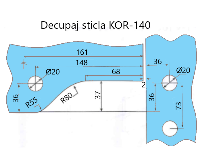 MD 140-L SSS - Coltar excentric supralumina cu pivot stanga