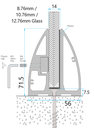 M40 Profil balustrada tip menghina cu fixare pe pardosea