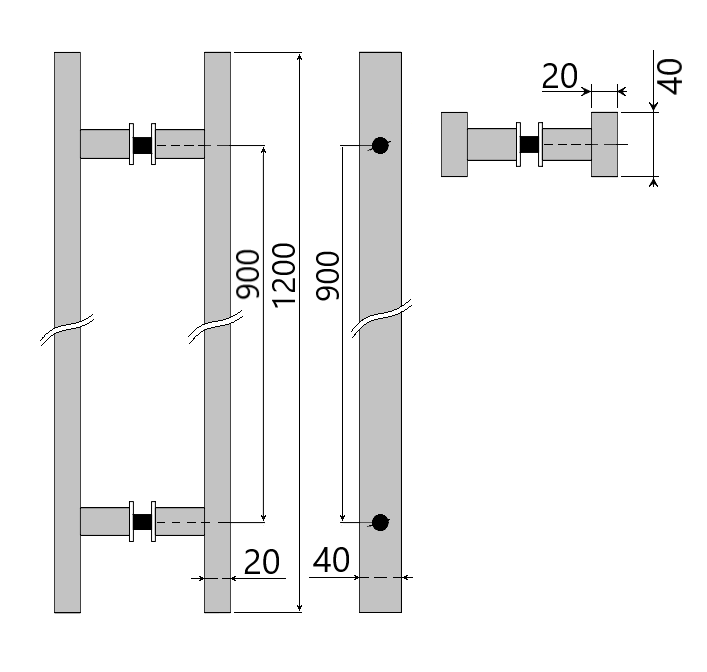 MD 633 BD BLACK - Maner H 1200mm dreptunghiular 40x20 (1200*900*40*20*1.0)