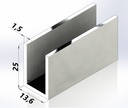 MD 13.6x25A PSS - Profil U aluminiu LUCIU 13.6x25mm x 1.7 (sticla 8-10mm)