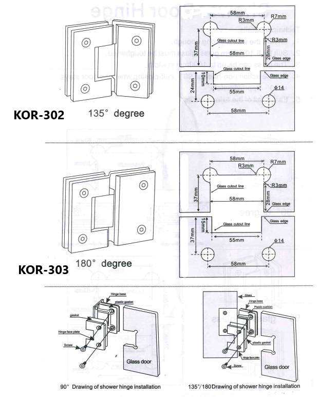 MD 301 Satin GOLD - Balama perete-sticla, talpă întreaga 90°
