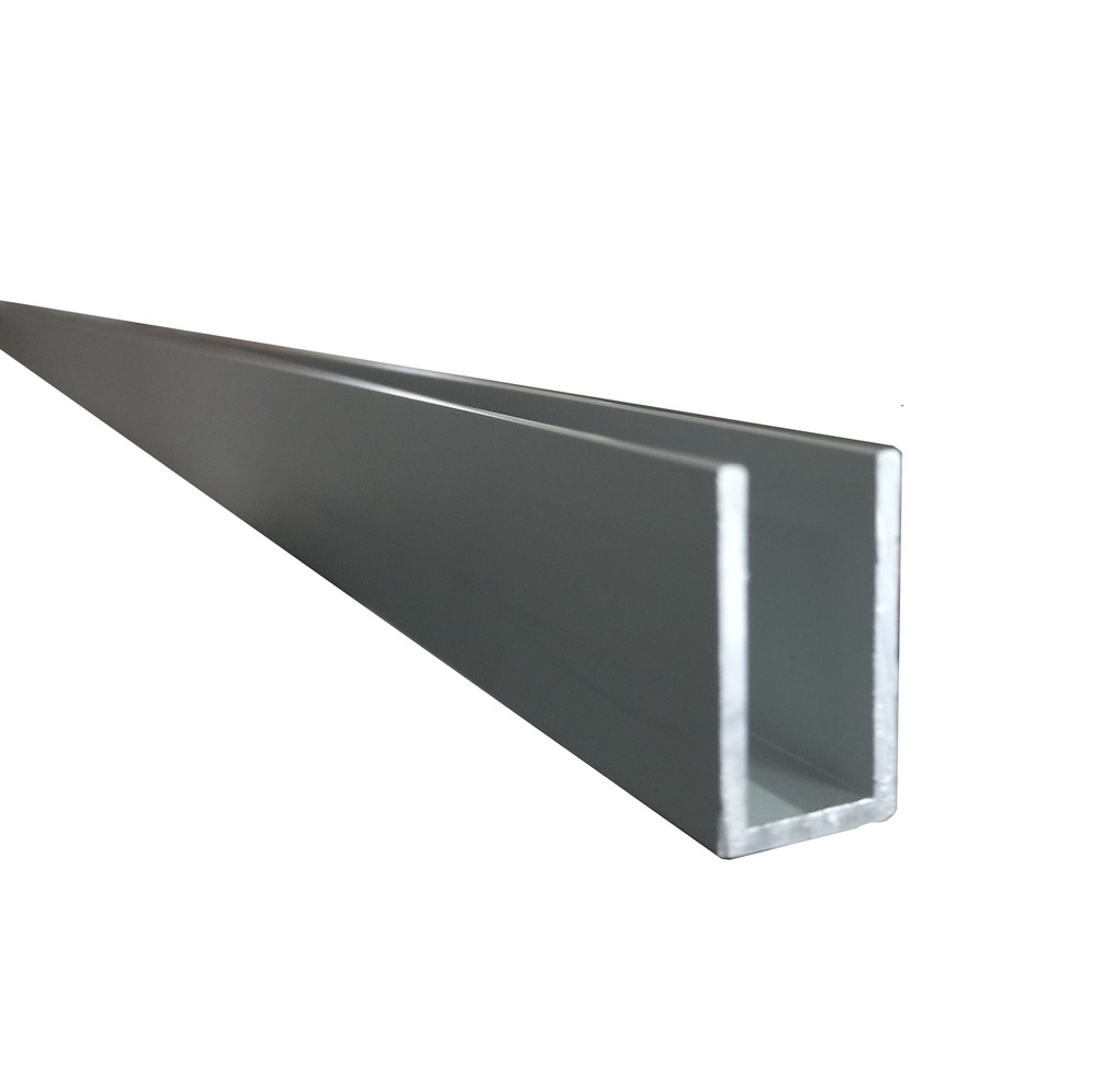 MD 13.6x25A - Profil U aluminiu ANODIZAT 13.6x25mm x 1.7 (sticla 8-10mm)