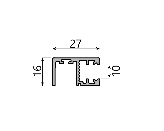 MD 16x27 90* profil de imbinare colt,  10mm, SLIDER NEXT