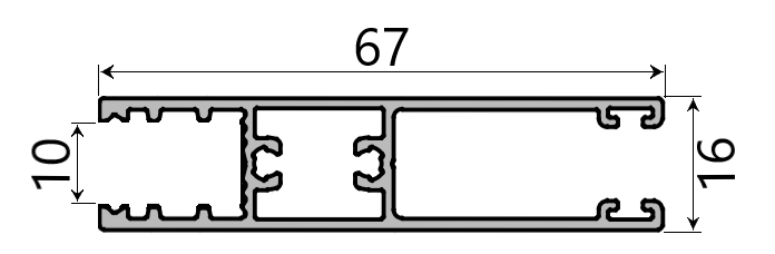MD 16x67 profil sticla (superior/inferior) sticla 10mm, SLIDER NEXT