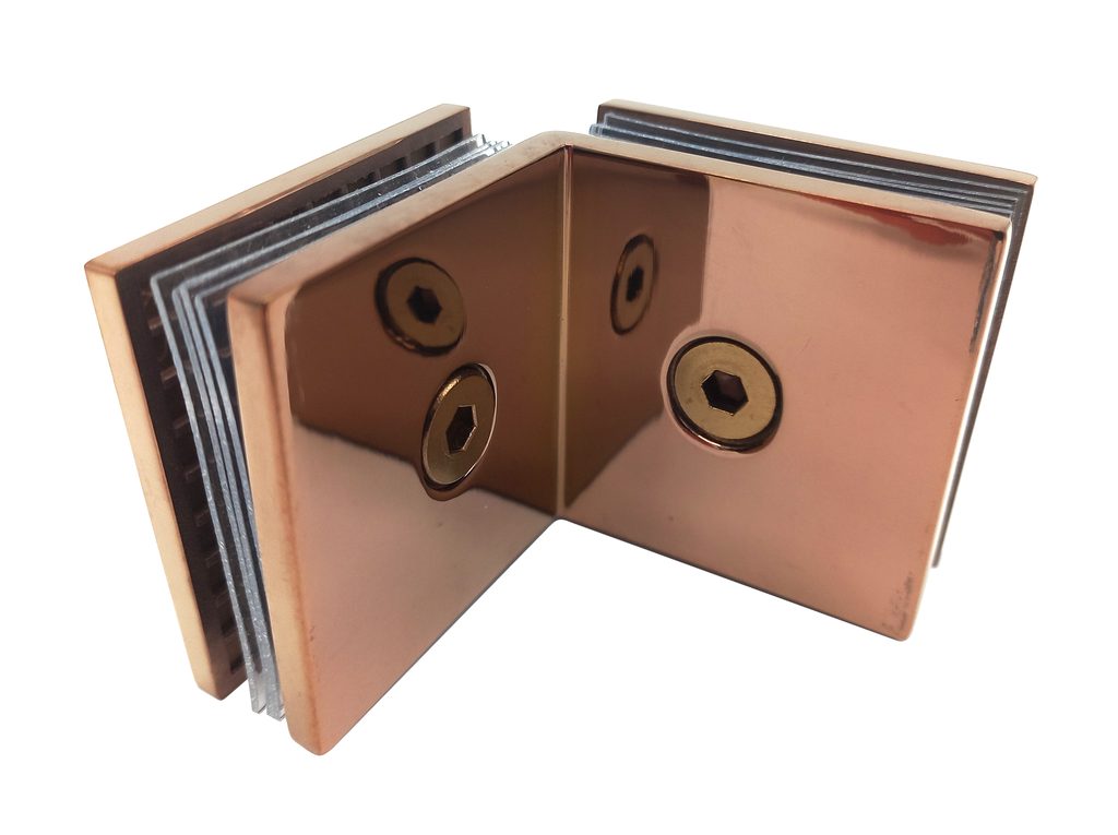 MD 725P GR - CONNECTOR GLASS-GLASS 90° (SQUARE) GOLD ROSE