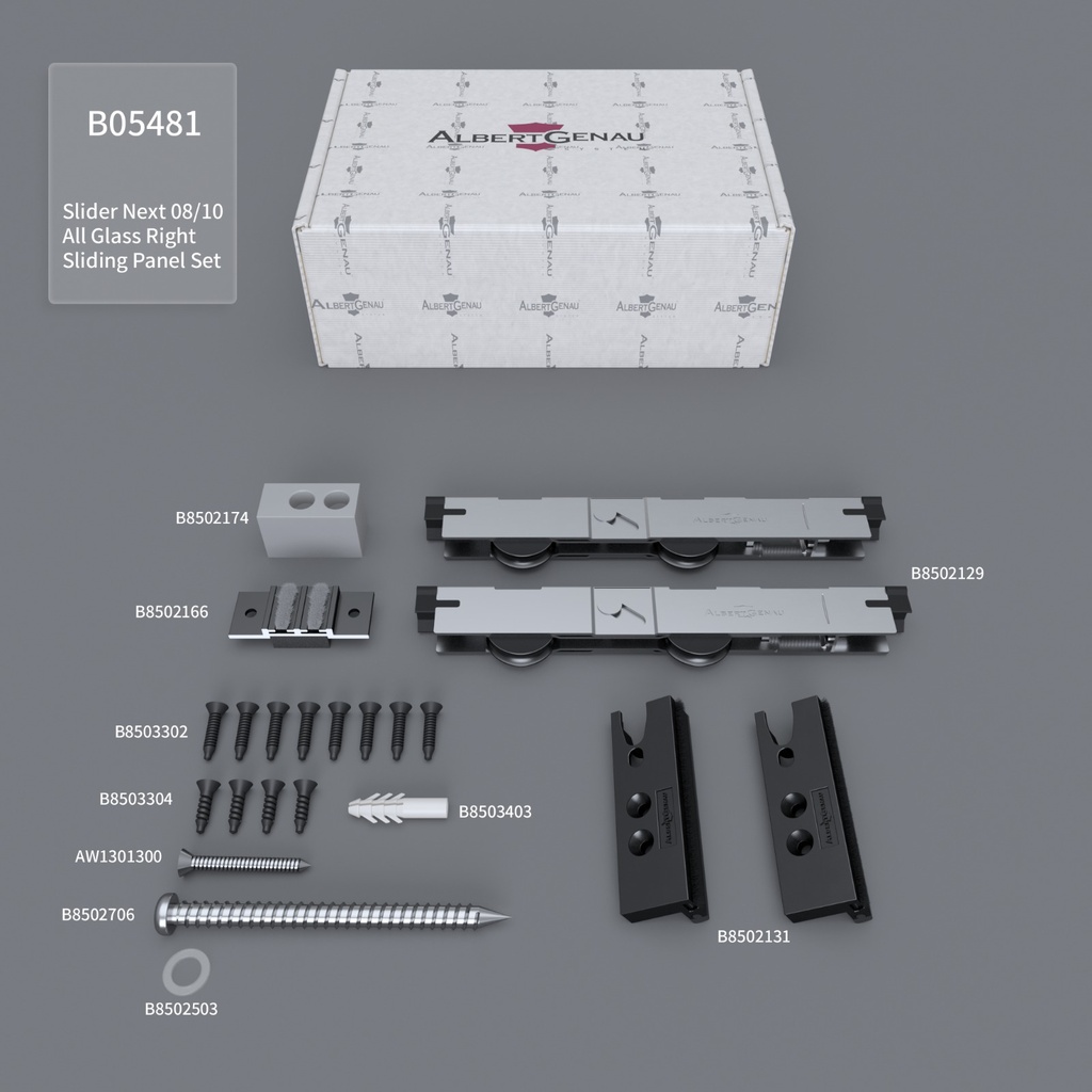 Set panou glisant SLIDER NEXT All Glass 08/10mm, DREAPTA