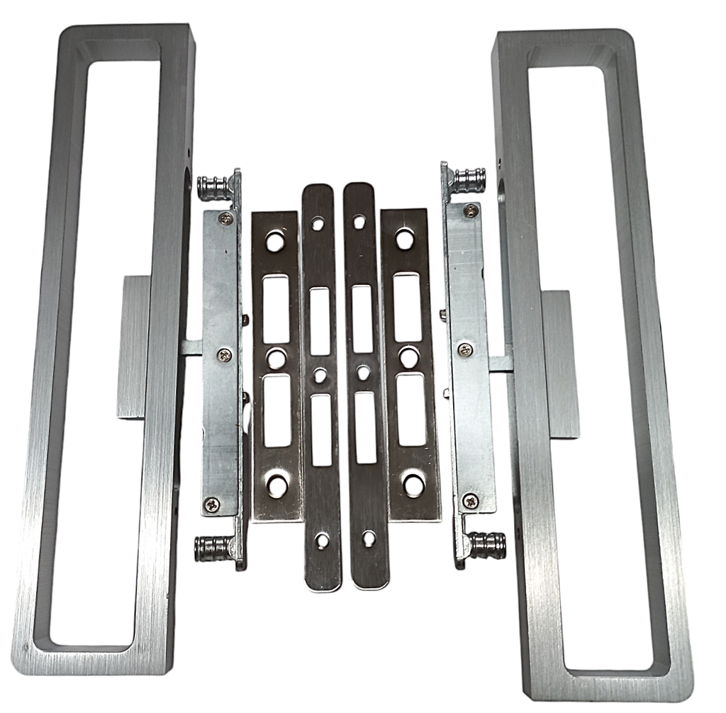 Maner bilateral cu incuietoare pentru usa glisanta cu profil perimetral