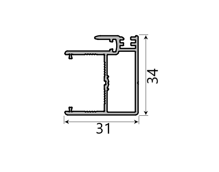 MD 31x34 profil lateral sticla slide master - slide master flat