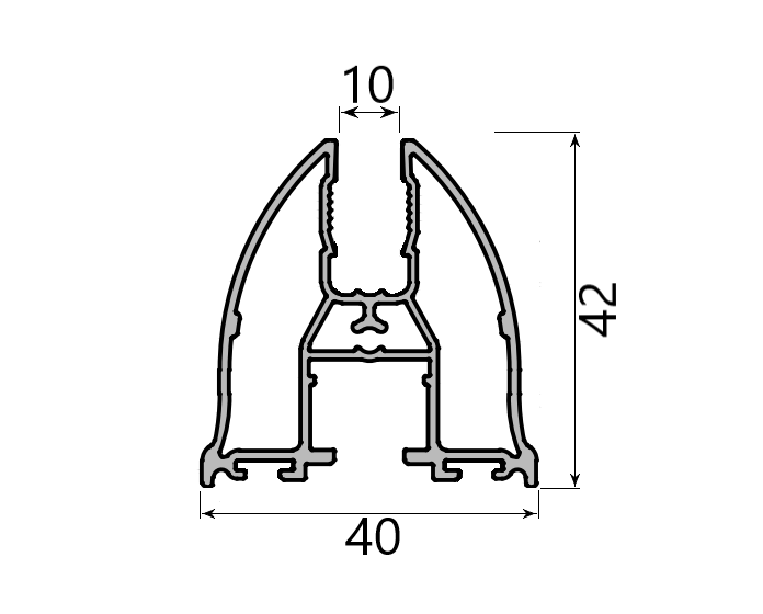 MD 42x40 profil sticla 10mm (sus/jos)  tango