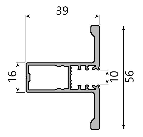 MD 56x39 profil maner, sticla 10mm, SLIDER NEXT
