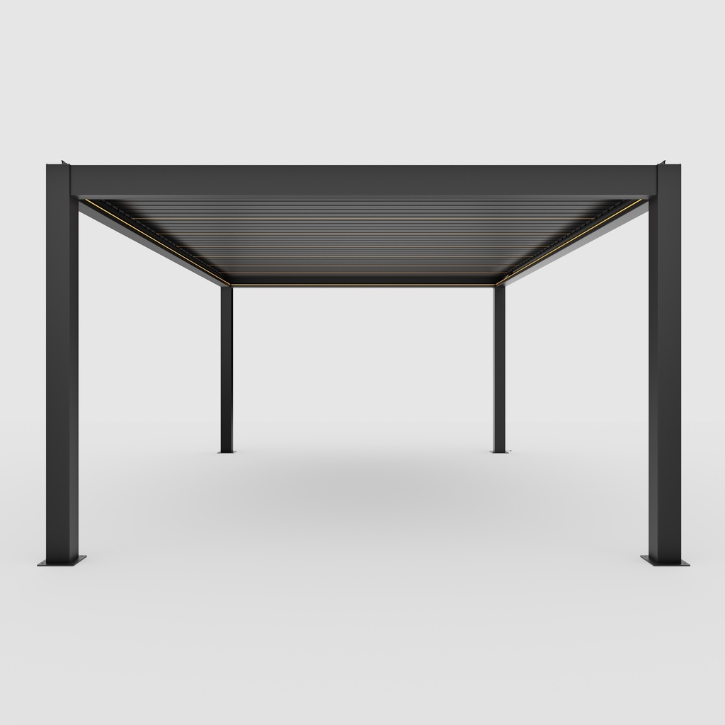 Pergola bioclimatica din aluminiu cu lamele rotative, MD-9700A 3024 x 5060 mm, h3023 RAL7016
