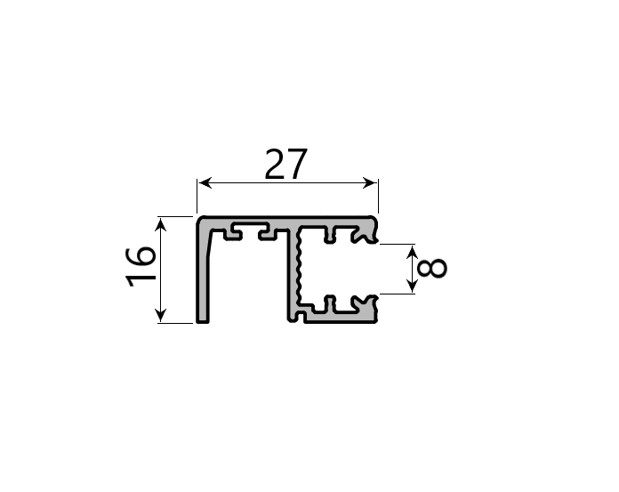 Md 16x27 90* profil de imbinare colt,  8mm, slider next