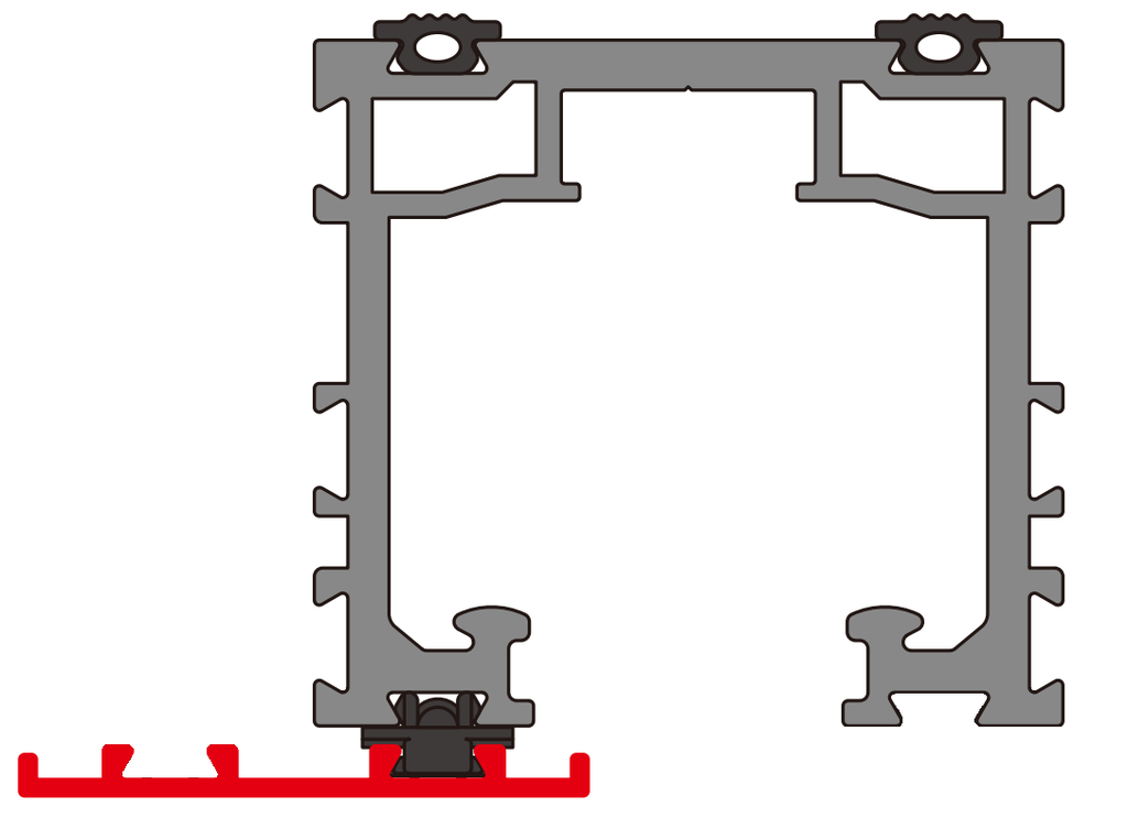 OPK PS Kit șină de rulare A101 cu capace de mijloc incluse Black