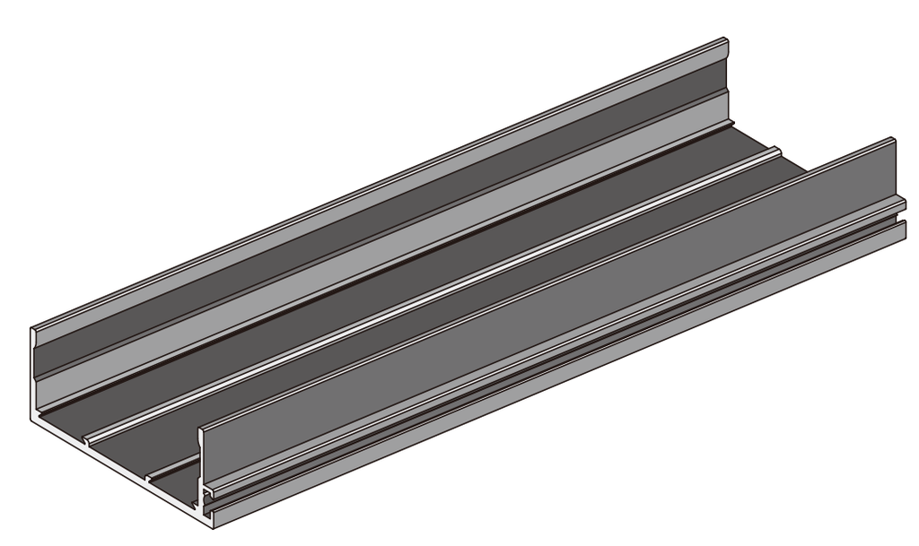 A204-40 OPK PS Profil capac lateral intermediar tip C, cu perie, BLACK