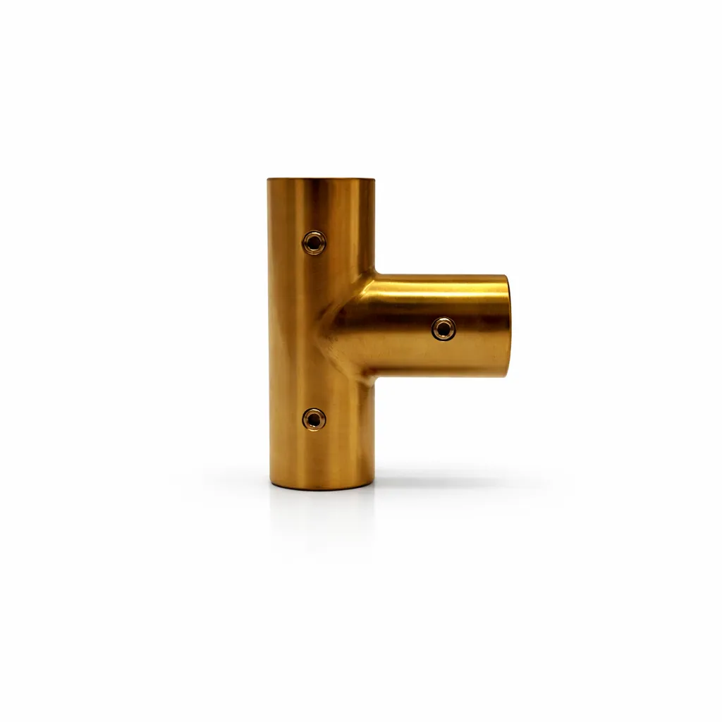 MD 902 SG - Conector teava-teava 3 directii Satin GOLD