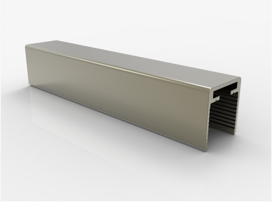 30x28 Profil U mana curenta din aluminiu NATURAL, sticla 12-16mm