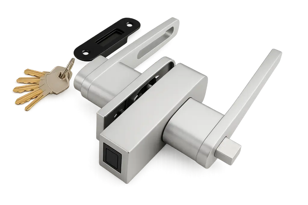 MAG/01L A Incuietoare magnetica pentru usa de sticla cu toc (rotunjita maner gol) ANOD