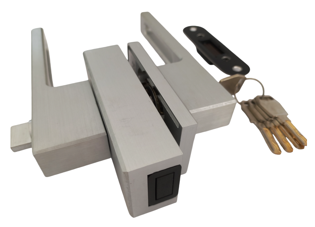 MAG/02L A Incuietoare magnetica pentru usa de sticla cu toc (maner gol) ANOD