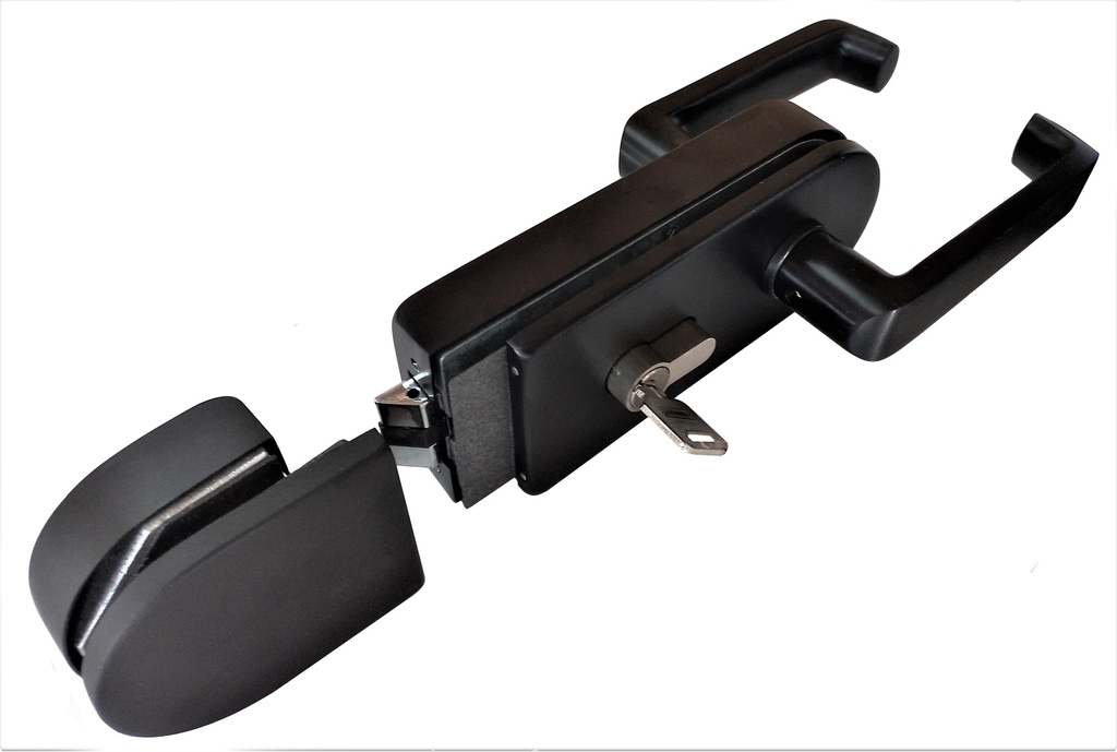 MD 012B BLACK Set Incuietoare usa toc aluminiu + contraplaca sticla BLACK