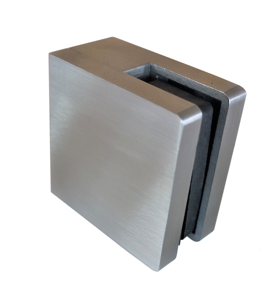 MD 104B SSS- Clema inox 41x41mm montant balustrada, fixare pe drept, sticla 8-10mm