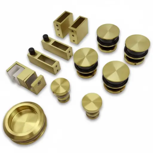[TC-00003268] SLIDING SHOWER KIT WITH FIXED panel (SATIN GOLD)