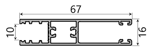 MD 16x67 profil sticla (superior/inferior) sticla 10mm, SLIDER NEXT