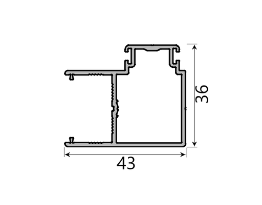 MD 36x43x90° profil cu incuietoare slide master - slide master flat