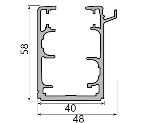 MD 58x48 profil sina glisare - cu evacuare apa (jos)  tango