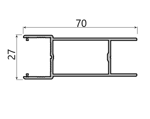MD 70x27 profil lateral cu incuietoare slide master - slide master flat