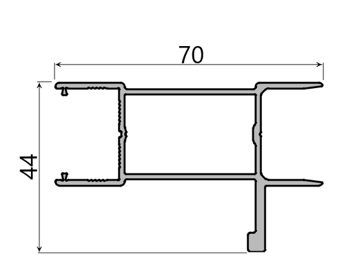 MD 70x44 profil maner lateral cu incuietoare slide master - slide master flat