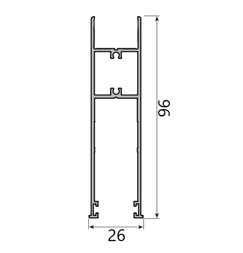 MD 96x26 Profil sticla SLIDE MASTER 10mm (sus/jos) ANTRACIT