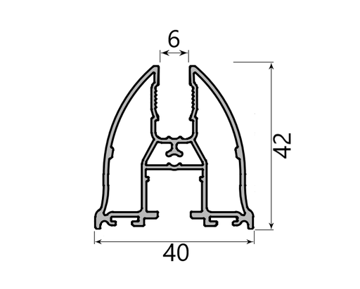 MD 42x40 Profil sticla 6mm (sus/jos) ANOD TANGO